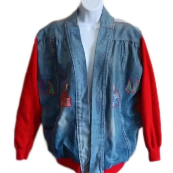 Vintage Patched Applique Sweatshirt Jacket, House Patch, Streetwear Ooak Grunge - Picture 2 of 9